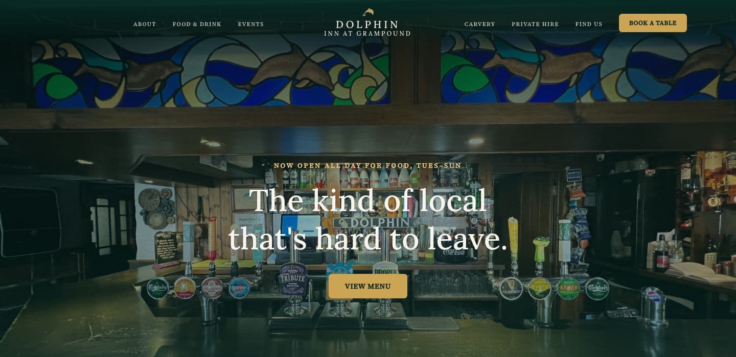 The Dolphin Inn website homepage